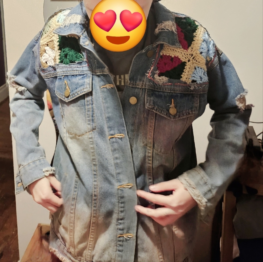 Handcrafted Patchwork Denim Jacket - image 7